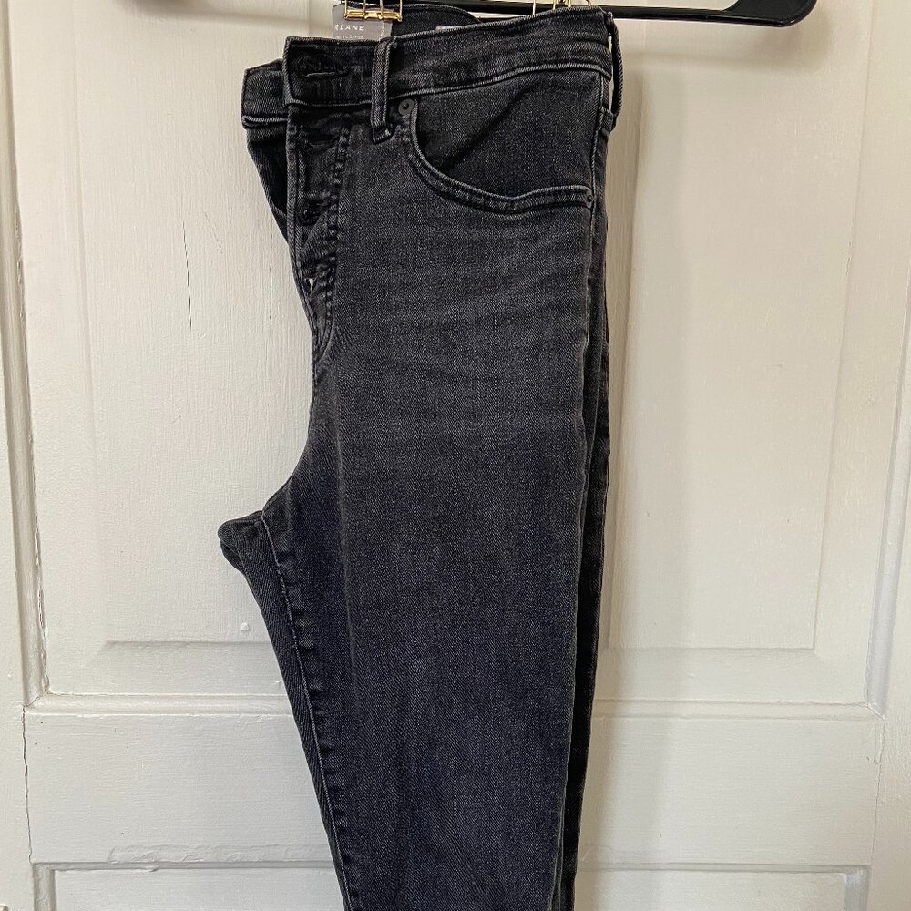 Everlane Black Washed Authentic Stretch High-Rise Skinny Button Fly